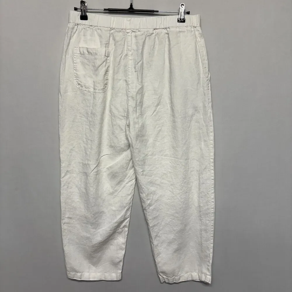 Quince Women 100% European Linen Pants Size Large White SP25 C134 -30